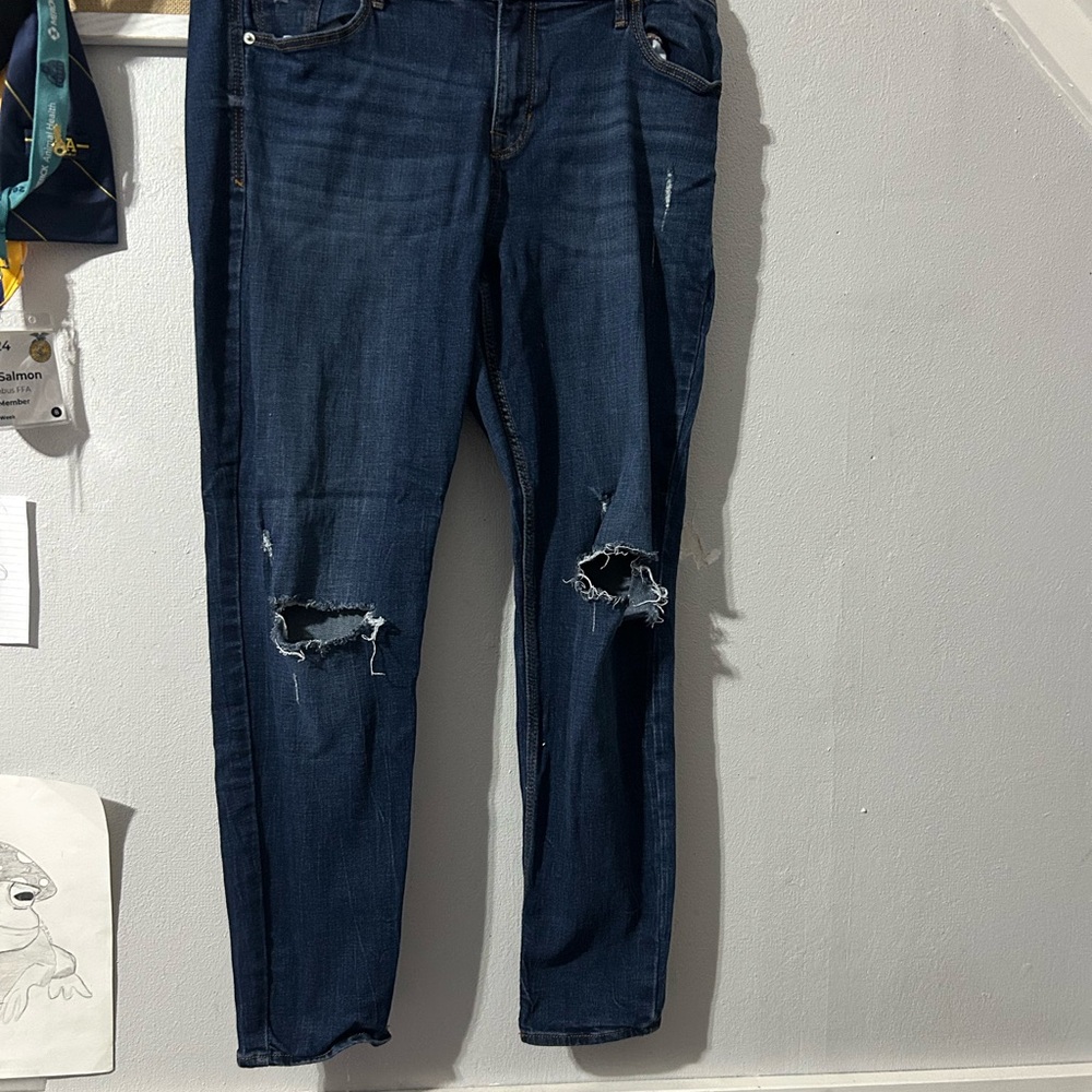 Dark Blue Distressed Women Jeans